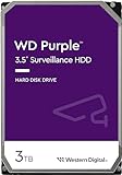 WD Purple interne Festplatte 3 TB (3,5 Zoll, Festplatte für Überwachungskamera, 5400U/min, 360 TB/Jahr Workloads, SATA 6Gb/s, für Dauerbetrieb) violett
