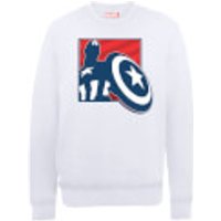 Marvel Avengers Assemble Captain America Badge Outline Sweatshirt - White - L - Weiß