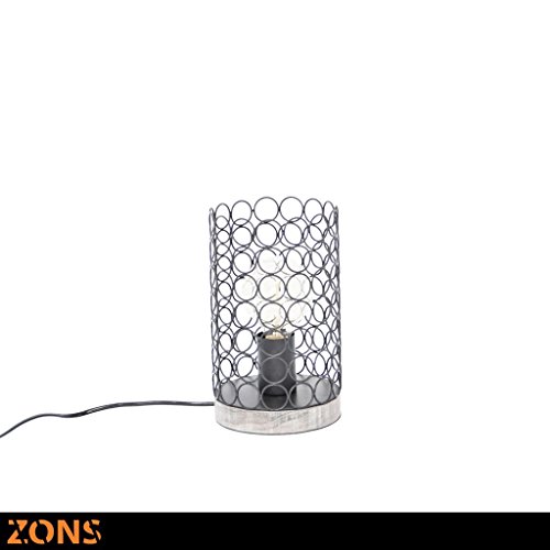 ZONS Tischlampe, Metall H23.5 cm 4 Edison Glühbirne schwarz