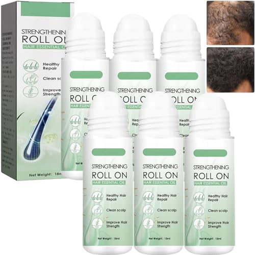 Renewhairx Roll-On Hair Treatment, Scalp Roller Hair Growth, Natural Hair Growth Oil, Ingrown Hair Serum, Beard Growth Serum, Hair Loss Treatment, Haarwachstumsserum (6Pcs)