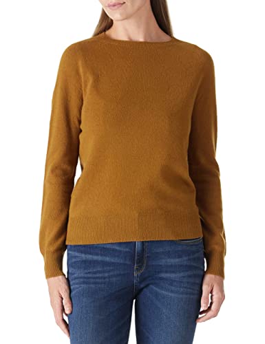 Amazon Brand – HIKARO Women's 100% Merino Wool Sweater Seamless Cowl Neck Long Sleeve Pullover (Brown, Medium)