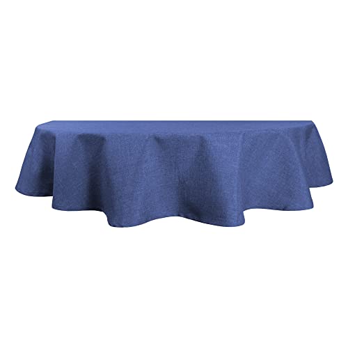Tischdecke oval Leinenoptik 160x260 cm Lotuseffekt Tischwäsche Wasserabweisend Tischtuch Fleckenabweisend Bügelfrei Abwischbar Waschbar Innen und Außen Perleffekt (Blau, 160 x 260 cm)