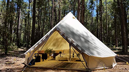 Sport Tent wasserdichte Campingzelt Familienzelt Baumwolle Tipi Zelt mit Herdheber/Lochrohrentlüftung Indiana Zelt 3M Bell Tent Teepee Pyramidenzelt,6M
