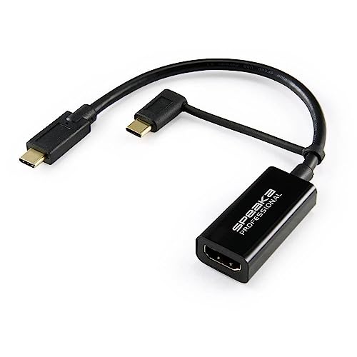 SpeaKa Professional HDMI Adapterkabel [1x HDMI-Buchse - 1x USB-C™ Stecker] Schwarz Geflechtschirm 15.00 cm