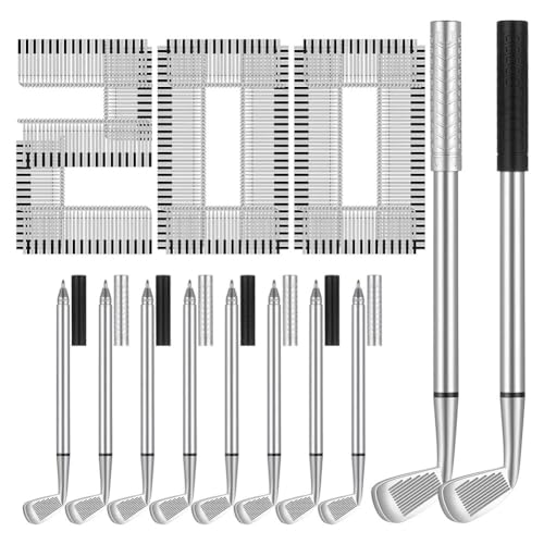 Ruuizksa 200 Stück Golf-Kugelschreiber, Dekorative Golfschläger-Stifte für Bürokollegen, Bürobedarf, Schwarz + Silber, Langlebig, Einfach zu Verwenden, Gut Verarbeitet