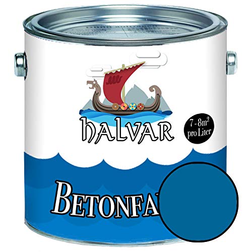 Halvar Betonfarbe / Bodenbeschichtung SEIDENMATT Blau RAL 5000-5024 Fassadenfarbe (2,5 L, RAL 5017 Verkehrsblau)