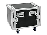 Roadinger Rack Profi KM 10HE, 55cm Einbautiefe, mit Rollen | PRO Flightcase für 483-mm-Geräte (19") | Gestanzte Rackschienen für Käfigmuttern | 4 Klappgriffe | 4 Schlösser | 4 Rollen mit 2 Bremsen