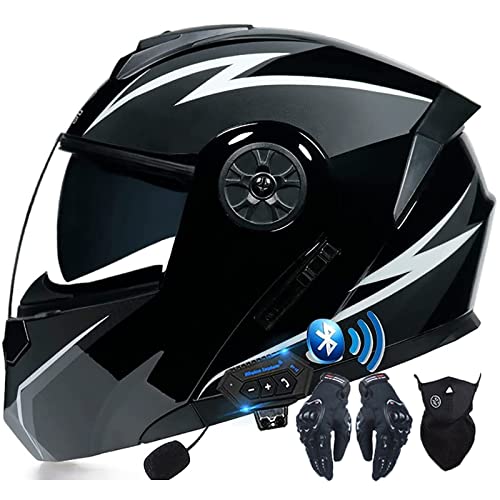 Motorrad Klapphelm Bluetooth-Helm Integralhelm Modularer Helm Roller-Helm,ECE Genehmigt Motorrad Scooter-Helm Mit Doppelter Sonnenblende SchutzhelmFür Outdoor-Radsportak SchutzHelm
