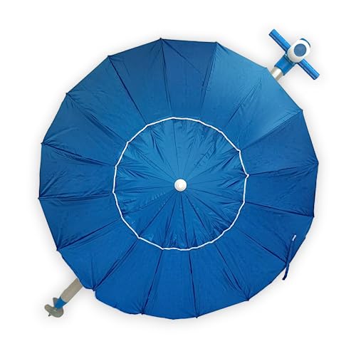 Pincho Sonnenschirm 200 cm, 16 Stäbe aus Fiberglas, Polyestergewebe mit Sonnenschutz UPF50+ (blockiert 99% der UV-Strahlen), Aluminium-Sonnenschirm mit 2 m Durchmesser, blau