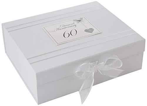 White Cotton Cards LLA60X Aufbewahrungsbox zum 60. Hochzeitstag, glitzernd, Herzform, groß