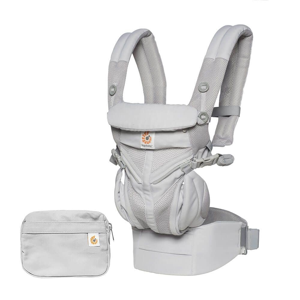 Ergobaby Babytrage für Neugeborene bis zum Kleinkind, 4-Positionen Omni 360 Cool Air Mesh Pearl Grey, Ergonomische Baby-Tragetasche Bauchtrage Rückentrage