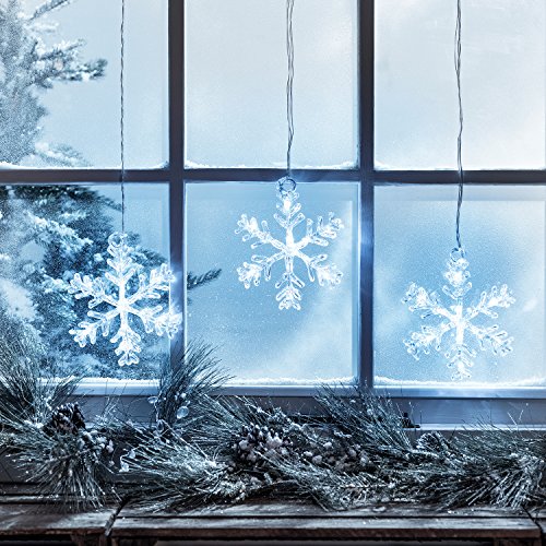 3er LED Schneeflocke Fensterdeko Timer Weihnachtsdeko