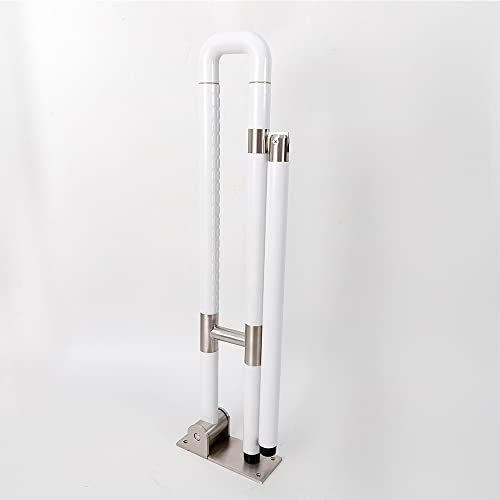 Klappbare Sicherheitsarmlehne WC Aufstehhilfe, Stützhaltegriff Aufstehhilfe Toiletten Stütz Haltegriff mit Fuß, 750mm (Weiß)