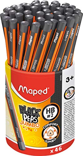 Maped Bleistift BLACK, PEPS JUMBO, Härtegrad: HB, 46er Köcher