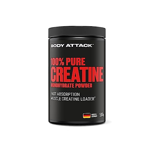 Body Attack 100% Pure Creatine, Kreatin-Monohydrat Pulver, 500g (Geschmacksneutral)