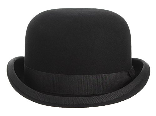 GEMVIE Schwarzer Derbyhut aus 100 % Wolle, Theaterqualität, Hut, Bowler-Hut für Herren und Damen, Vintage-Kostüme, schwarz, 59 EU