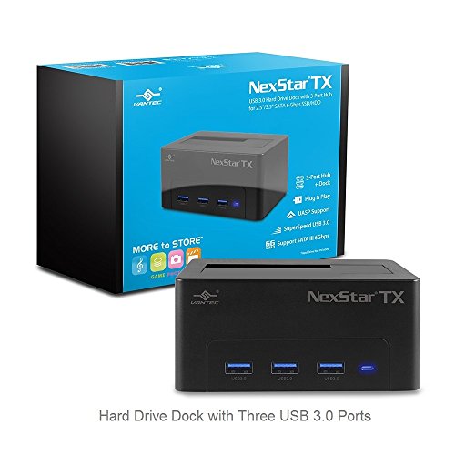 Vantec NexStar TX USB 3.0 Festplatte Dock mit 3-Port Hub für 2,5 Zoll / 3,5 Zoll SATA 6 Gbps SSD/HDD (NST-D328S3H-BK) Schwarz