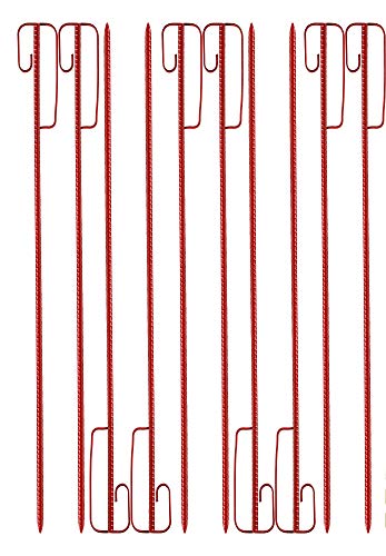 UvV Absperrhalter rot lackierte Absperrleinenhalter Stahl, Set mit 10 Stück für Fangzaun, Flatterband, Warnband