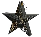 Windlicht Stern Schwarz Weihnachten XXL Metall Laterne 38cm