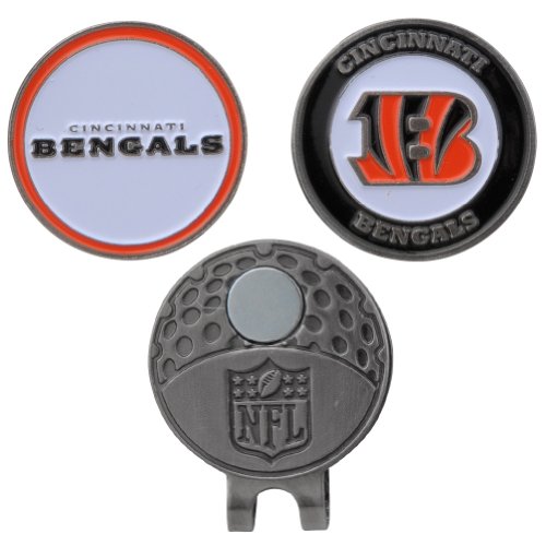 Team Golf NFL Cincinnati Bengals Golf Cap Clip mit 2 abnehmbaren doppelseitigen Emaille-Magnetballmarkern, lässt Sich leicht an Hüten befestigen