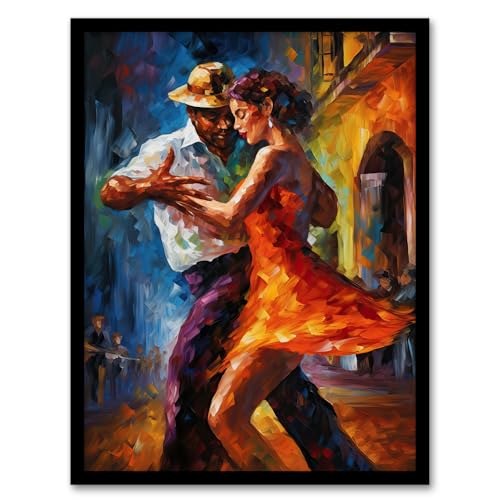 Salsa Street Dance Colourful Dancing Painting Rhythm Body Energy Theatre Arts Artwork Artwork Framed Wall Art Print 18X24 Inch