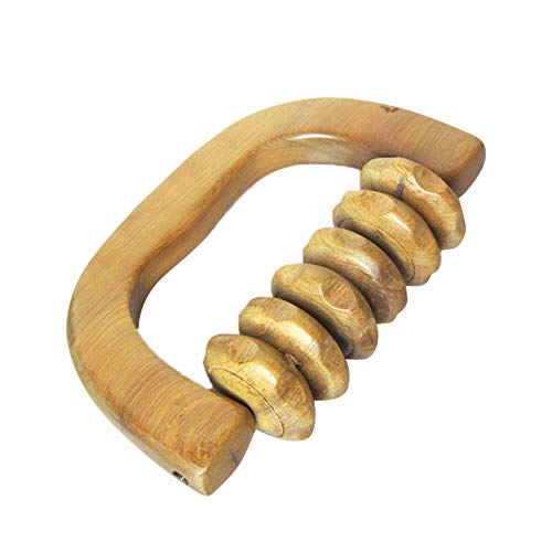 JIAHAO Natürliches Holzmaterial Massage-Handgerät, mit sechs Holzrollen, kleines tragbares Massage-Werkzeug für den Heimgebrauch auf Reisen