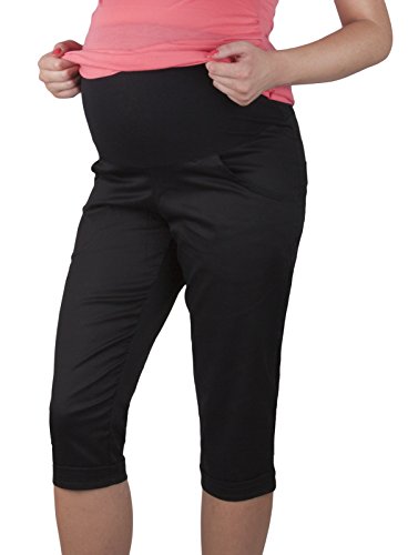 Mija - Umstandsmode/Capri Umstandshose Caprihose für den Sommer 9045 (36, Schwarz), M