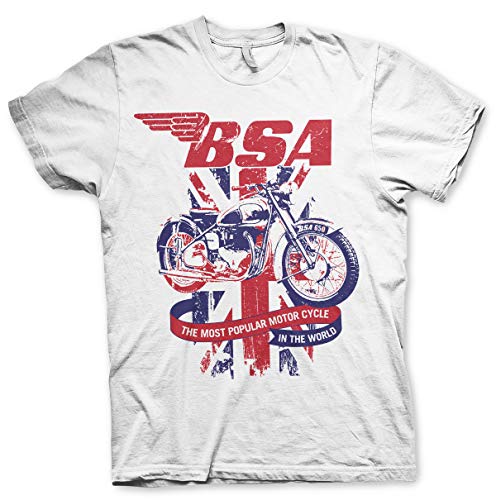 BSA Offizielles Lizenzprodukt Union Jack Herren T-Shirt (Weiß), X-Large