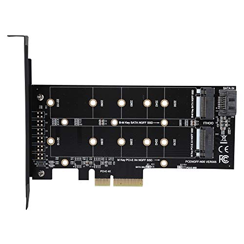 Dualer M.2 PCIe-Adapter, PCI-E 1X 4X auf M.2 NVMe SSD-NGFF-Adapterkarte, Erweiterungskartenunterstützung NVME (M-Taste) oder SATA (B-Taste) für PC-Desktop
