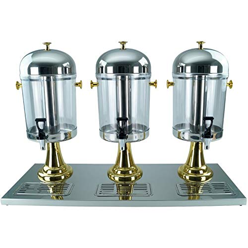 Saft-Dispenser Getränkedispenser Saftspender 3 x 8 Liter mit Kühlelement - gold
