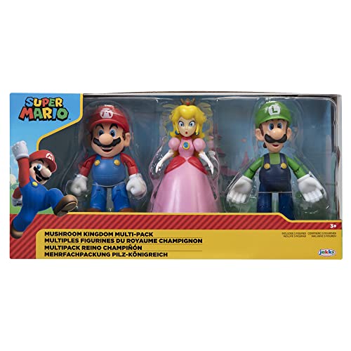 Jakks Pacific Super Mario Mushroom Kingdom Pack Mario Luigi Princess 11 cm Figures