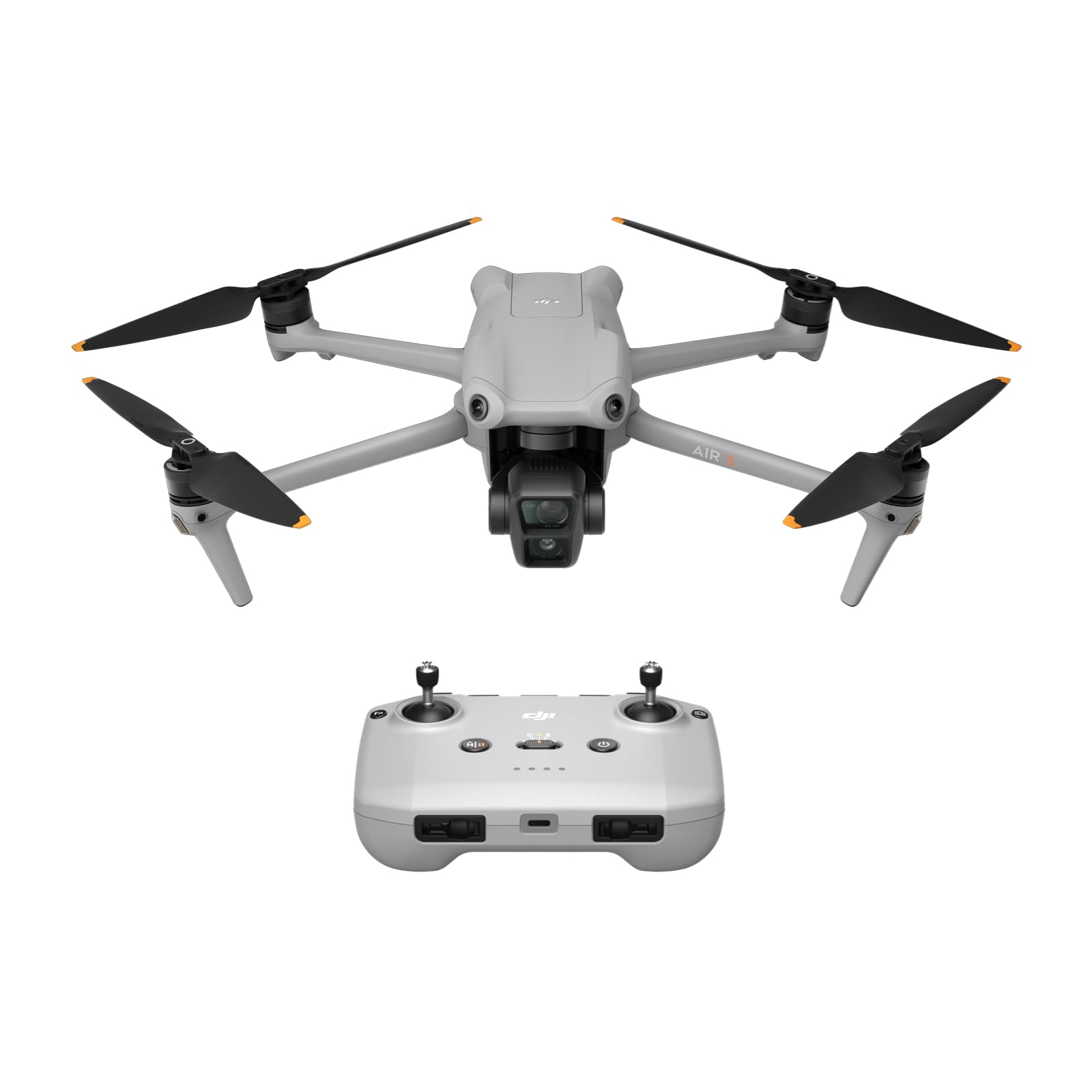 DJI Air 3 (DJI RC-N2), Drohne mit 2 Primärkameras (mittlere Tele-/Weitwinkelkamera), 46 Min. max. Flugzeit, Omnidirektionale Hindernisvermeidung, 48-MP-Fotos, 4K/60fps-HDR-Video, O4, C1-Zertifikat