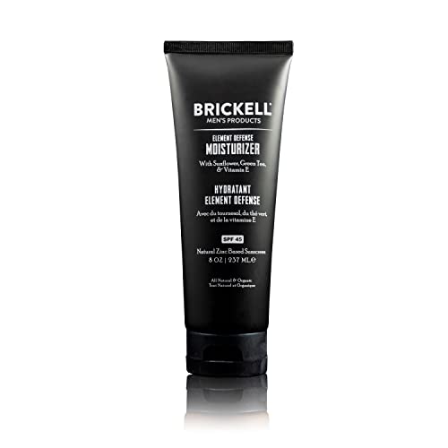 Brickell Mens's Element Defense Moisturizer with SPF45 for Men, Natural & Organic, Zinc SPF45 Sunscreen, Hydrates and Protects Skin Against UVA/UVB Rays, 8 Ounce, Unscented