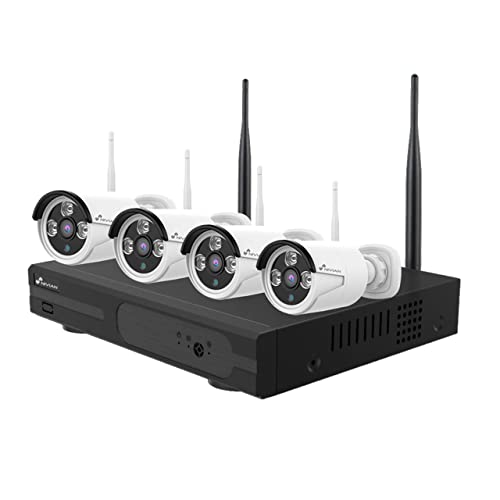 Nivian WiFi 2K-Videoüberwachungskit–8CH-Recorder (ohne HDD) und 4 wasserdichte IP66-Außenkameras–Nachtsicht–Bewegungserkennung und Mensch–Einfache Installation ohne Kabel – Benachrichtigungen in APP