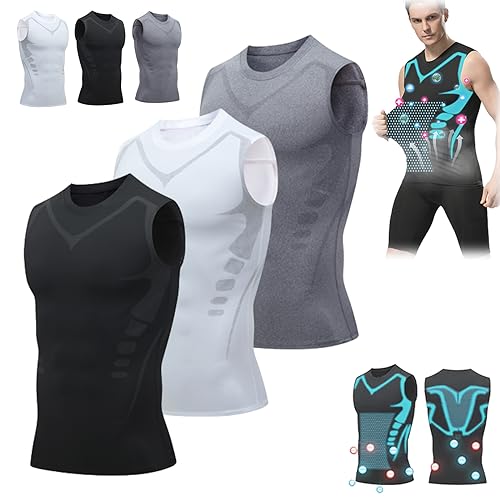 LuckySong Ionic Shaping Vest, Komfortables und atmungsaktives Eis-Seiden-Gewebe, zum Aufbau einer perfekten Figur (3PC-A,Large)