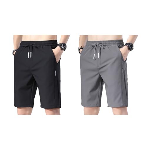 Bevawear Mens Shorts, Bevawear Glidepants Unisex Quick Dry Pull-On Stretch Pants Shorts, Bevawear Mens Pants (2PCS A,5XL)