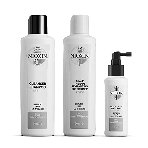 NIOXIN System 1 Starter-Set – Shampoo, Haarspülung und Kopfhaut Serum für naturbelassenes, dezent dünner werdendes Haar – gegen Haarausfall durch Haarbruch und für mehr Widerstandskraft