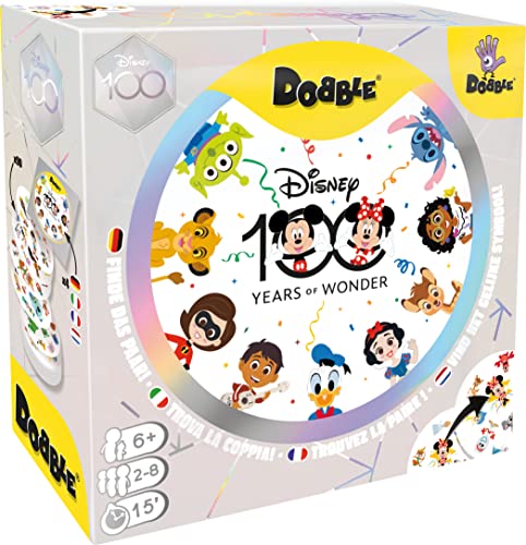 Zygomatic | Dobble Disney 100 | Familienspiel | Kartenspiel | 2-8 Spieler | Ab 6+ Jahren | 15 Minuten | Deutsch | Mehrsprachig