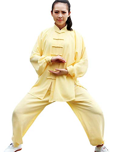 SCDXJ Tai Chi Kleidung Baumwolle Seide Männer und Frauen Praxis Kleidung Kampfsport Kleidung, Gelb - gelb - Größe: XX-Large