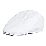 SOELIZ 1 Stück Sommer-Twill-Baumwoll-Schiebermütze Herren-Golfmützen Baker Boy Hat Driver Hats-Weiß,57 cm
