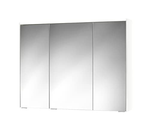 Sieper Spiegelschrank KHX mit LED Beleuchtung 100cm breit, Badezimmer Spiegelschrank aus MDF, inkl. Steckdose | Weiß