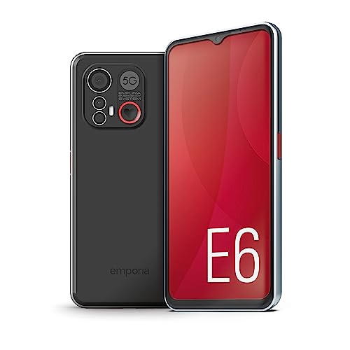 emporiaSMART.6, Seniorenhandy, 5G Volte, Senioren Smartphone ohne Vertrag, Mobiltelefon mit Notruftaste, 6,58-Zoll-Display, Android 13, 50 MP Kamera, Schwarz