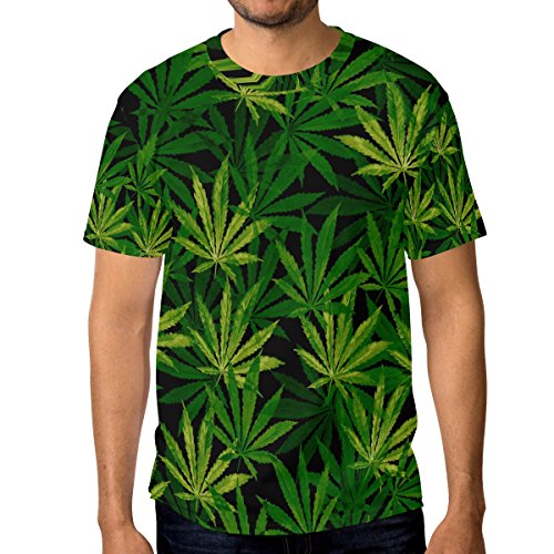 alaza Herren Marihuana-Blatt von Cannabis Kurzarm T-Shirt beiläufige groß Multi
