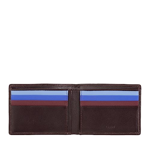 DUDU Herren Brieftasche RFID-Schutz abgeschirmt aus Leder Klein platzsparend mit Kreditkarten-Fächern Dunkelburgundy