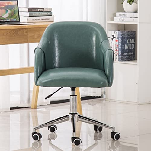 IPSU Home-Office-Schreibtischstuhl, Home-Office-Arbeitsstuhl, Leder-Schreibtischstuhl mit Metallbasis, Armdreh-Rollstuhl mit Rollen, höhenverstellbarer Stuhl, Computerstuhl für Wohnzimmer, Schlaf
