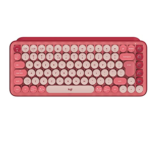 Logitech POP Keys Mechanische kabellose Tastatur mit anpassbaren Emoji-Tasten, Skandinavisches QWERTY-Layout - Heartbreaker