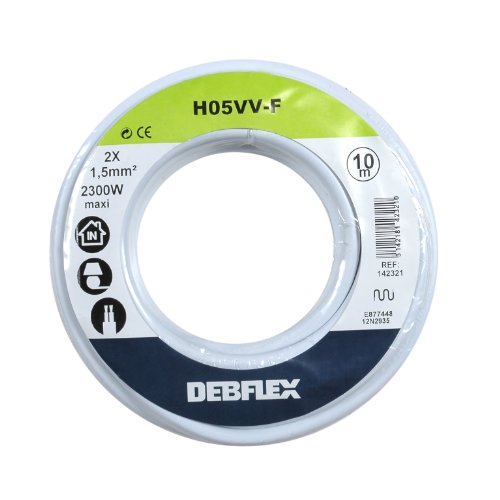 Debflex 142321 Spule, Kunststoffmantelleitung HO5VV-F 2 x 1,5, 10 m, weiß