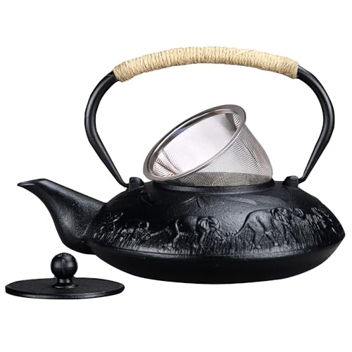 1100 Ml Gusseisen Teekanne,Japanischer Stil Gusseisen-teekessel Mit Filtersieb aus Edelstahl (1100ml-black)
