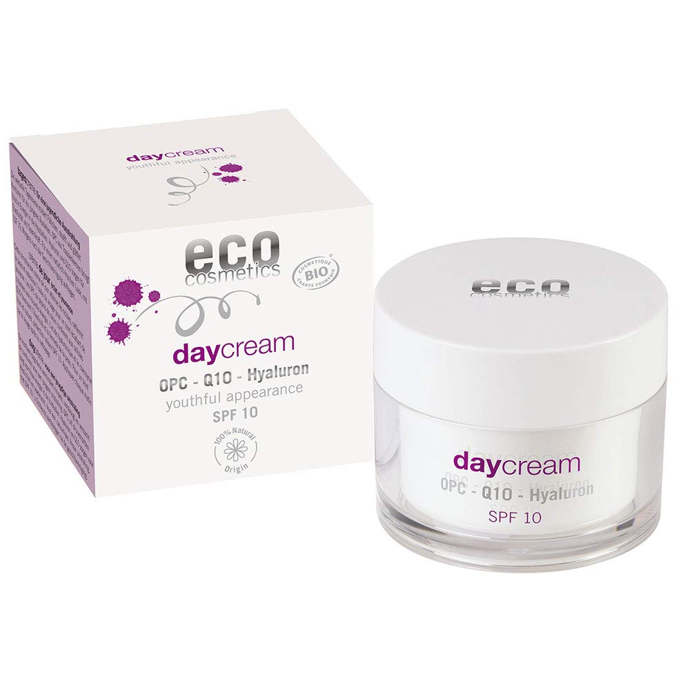 eco cosmetics Bio Daycream Tagescreme mit OPC, Q10 und Hyaluronsäure, vegane Anti Faltencreme, LSF 10, 1x 50ml
