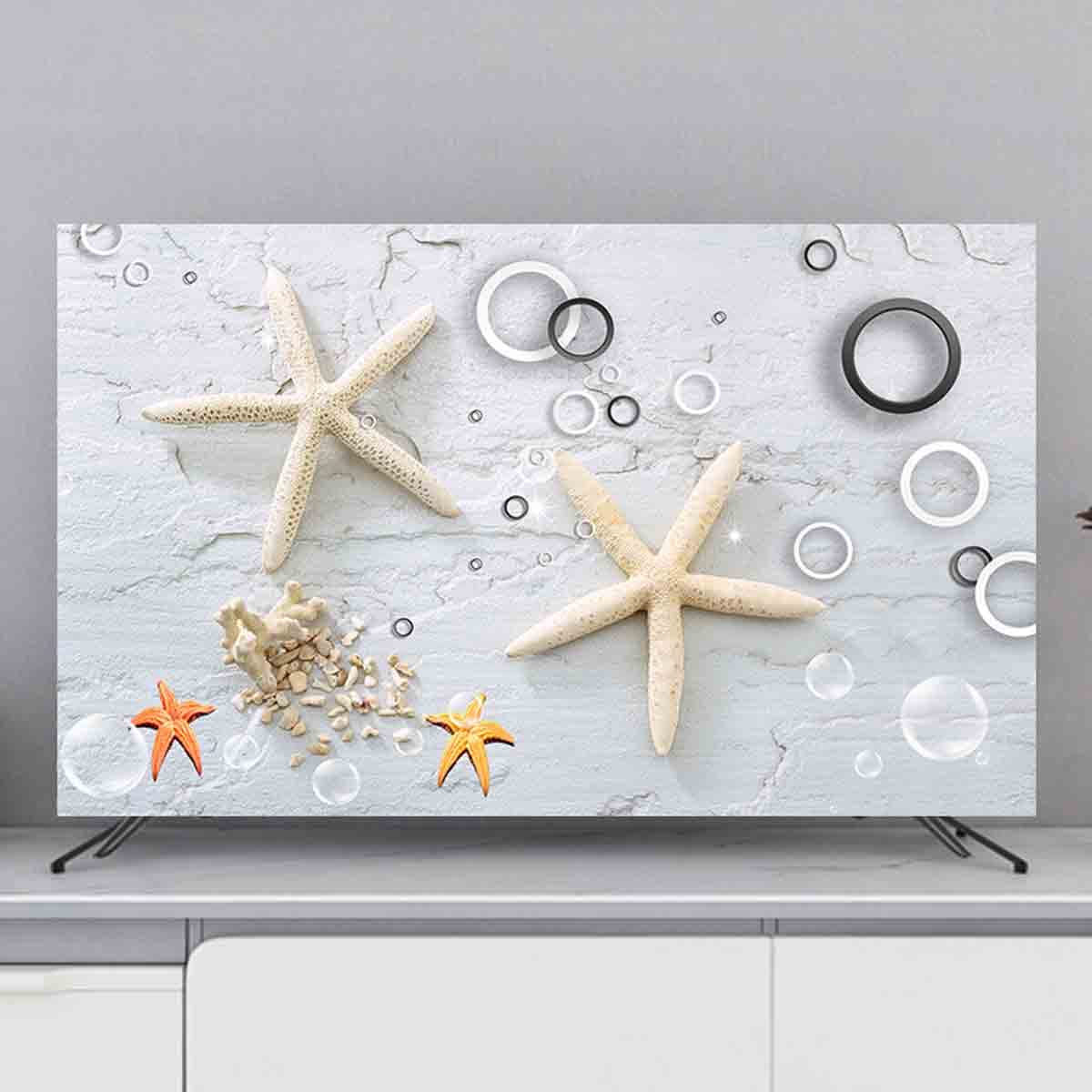 TV Cover Dust Cover, TV Dust Cloth Cover Abstract Landscape Printed Design, for LED, LCD, OLED Smart TV, 32-85 Inch (STYLE-C, 32-80X50CM)